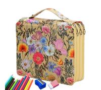 Pencil Pouch - Color Pencil Bag Case, Artistic Pencil Case | 124 Slots Pattern Printing Marker Case with Zipper, Multilayer Holder Highlighter Storage Case for Artist 9.37x7.87x2.52 inches, Yellow