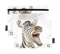 Pencil Pouch for 3 Ring Binder, 2 Pack, Soft Pencil Pouch with 3 Rings, Back to School Essentials, 9.8″ × 7″, Laughing Zebra