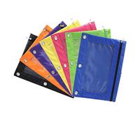 Pencil Pouch for 3 Ring Binder 7Pcs Oxford Cloth Stationery Pen Bag Zip Transparent Film Solid Color Storage Pencil Case