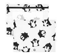 Pencil Pouch for 3 Ring Binder, Cute Penguin White Binder Pencil Pouch