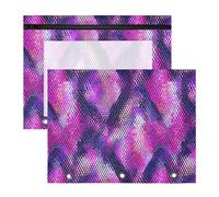 Pencil Pouch for 3 Ring Binder Pencil Case Clear Window Top Pencil Bag Big Capacity for Office School 2 Pack Purple Python Pattern