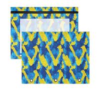 Pencil Pouch for 3 Ring Binder Pencil Case Clear Window Top Pencil Bag Big Capacity for Office School 2 Pack Blue Yellow Python Pattern
