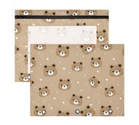 Pencil Pouch for 3 Ring Binder Pencil Case Clear Window Top Pencil Bag Big Capacity for Office School 2 Pack Little Bear Love Wave Pattern