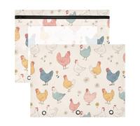 Pencil Pouch for 3 Ring Binder Pencil Case Clear Window Top Pencil Bag Big Capacity for Office School 2 Pack Daisy Chicken Pattern