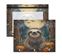 Pencil Pouch for 3 Ring Binder Pencil Case Clear Window Top Pencil Bag Big Capacity for Office School 2 Pack Helloween Spider Sloth