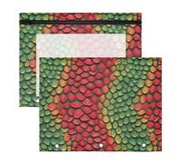 Pencil Pouch for 3 Ring Binder Pencil Case Clear Window Top Pencil Bag Big Capacity for Office School 2 Pack Red Green Crocodile Pattern