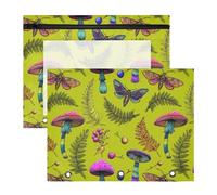 Pencil Pouch for 3 Ring Binder Pencil Case Clear Window Top Pencil Bag Big Capacity for Office School 2 Pack Witch Moth Mushroom Pattern