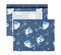 Pencil Pouch for 3 Ring Binder Pencil Case Clear Window Top Pencil Bag Big Capacity for Office School 2 Pack Cute Shark Pattern