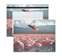 Pencil Pouch for 3 Ring Binder Pencil Case Clear Window Top Pencil Bag Big Capacity for Office School 2 Pack Flamingo Population