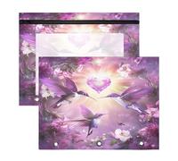 Pencil Pouch for 3 Ring Binder Pencil Case Clear Window Top Pencil Bag Big Capacity for Office School 2 Pack Three Bird Heart