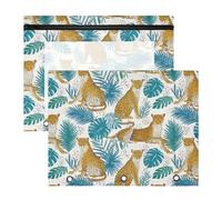 Pencil Pouch for 3 Ring Binder Pencil Case Clear Window Top Pencil Bag Big Capacity for Office School 2 Pack Turtle Back Leaf Leopard Pattern