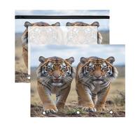 Pencil Pouch for 3 Ring Binder Pencil Case Clear Window Top Pencil Bag Big Capacity for Office School 2 Pack Two Tiger