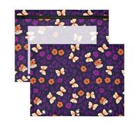 Pencil Pouch for 3 Ring Binder Pencil Case Clear Window Top Pencil Bag Big Capacity for Office School 2 Pack Beige Butterfly Flower Pattern