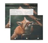 Pencil Pouch for 3 Ring Binder Pencil Case Clear Window Top Pencil Bag Big Capacity for Office School 2 Pack Fox