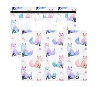 Pencil Pouch for 3 Ring Binder Pencil Case Clear Window Top Pencil Bag Big Capacity for Office School 2 Pack Flowers Fox Pattern