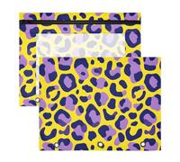 Pencil Pouch for 3 Ring Binder Pencil Case Clear Window Top Pencil Bag Big Capacity for Office School 2 Pack Yellow Purple Leopard Pattern