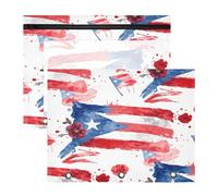 Pencil Pouch for 3 Ring Binder Pencil Case Clear Window Top Pencil Bag Big Capacity for Office School 2 Pack Puerto Rico Flags Flowers 3