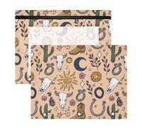 Pencil Pouch for 3 Ring Binder Pencil Case Clear Window Top Pencil Bag Big Capacity for Office School 2 Pack Western Themed Pattern