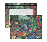 Pencil Pouch for 3 Ring Binder Pencil Case Clear Window Top Pencil Bag Big Capacity for Office School 2 Pack Parrot