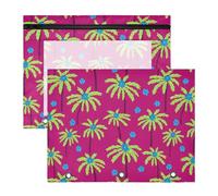 Pencil Pouch for 3 Ring Binder Pencil Case Clear Window Top Pencil Bag Big Capacity for Office School 2 Pack Flowers Palm Trees Pattern