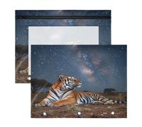 Pencil Pouch for 3 Ring Binder Pencil Case Clear Window Top Pencil Bag Big Capacity for Office School 2 Pack Tiger