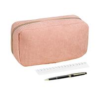Pencil Pouch - Large Capacity Corduroy Pencil Pouch | Corduroy Case for Students | Multi-Functional Stationery Container Ruler Organizer for Boys Teens Girls Adults Elementary College Students, Pink