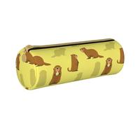 Pencil Pouch, Pen Case Portable Pencil Bag Leather Pouch Stationery Storage Bags, Happy Groundhog Day