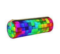 Pencil Pouch, Pen Case Portable Pencil Bag Leather Pouch Stationery Storage Bags, Rainbow Color Plaid
