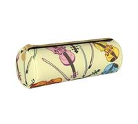 Pencil Pouch, Pen Case Portable Pencil Bag Leather Pouch Stationery Storage Bags, Violin Music Note