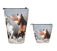 Pencil Pouch Pretty Horses Stationery Bag Elegant Stationery Storage Bag Suitable Pen Pouch Bag for Office, Student, Girls