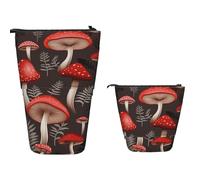 Pencil Pouch Red Mushrooms Standing Pencil Case with Zipper Supplies Box Unique Design Pen Pouch Bag for School, Gifts, Boys