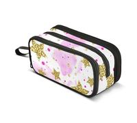 Pencil Pouch Zipper Pencils Case Gold Stars Pink Tie Dye Pencil Storage Bag Cute Pen Marker Bag for Girls Animal Prints Kids Back to School Supplies Organizer 8.86x3.54x4.33in