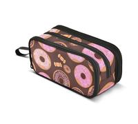 Pencil Pouch Zipper Pencils Case Pink Brown Donuts Candy Sweet Pencil Bag Storage Cute Pen Marker Bag for Girls Floral Art Preppy Office College School Supplies 8.86x3.54x4.33in