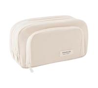 Pencil Pouch | Zippered Makeup and Stationery Bag - Essential Supplies Organizer for Students and Teachers on The Go, Cream Colored, Fashion