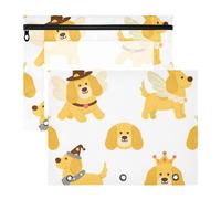 Pencil Pouches 3-Holes 3 Hole Punch for A4 Paper Letter 2 Pack Students College Supplies Golden Retriever Pattern Variation