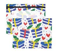 Pencil Pouches Adorable 3 Hole Pocket for A4 Paper Letter 2 Pack Students Back to School Blue and White Stripes Gifts Hearts