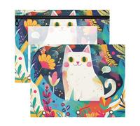 Pencil Pouches Clear 3 Hole Punch for A4 Paper Letter 2 Pack Students College Supplies The Cat in The Garden