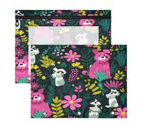 Pencil Pouches Clear 3 Ringing Pocket for A4 Paper Letter 2 Pack Students Office Crazy Jungle Pups Colorful
