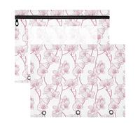 Pencil Pouches Clear 3 Rings Pocket for 3 Rings Binder 2 Pack Students Classroom Supplies Orchid Simple Line Art Valentine