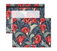 Pencil Pouches Clear Pen Holder Case for A4 Paper Letter 2 Pack Teacher Classroom Supplies Retro Red Calla Lily Flowers