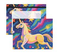 Pencil Pouches Clear Window Pen Holder Case for 3 Rings Binder 2 Pack Teacher Back to School Unicorns Stars Dopamine Color