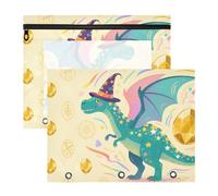 Pencil Pouches Cute Plastic File Briefcase for A4 Paper, Letter, 2 Pieces Student Materials, Dragon Treasure Hunt