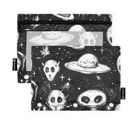 Pencil Pouches for 3 Rings Binder with Clear Window Black and White Cartoon Evil Aliens Pencil case Big Capacity 3 Rings Pencil case for Storing School Office Supplies Multicolored 2 PCS