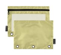 Pencil Pouches for Binder with Clear Window Dark Khaki Solid Color Pure Plain Color Pencil case Clear Window & Grommets 3 Rings Binder for Office School Supplies Cosmetics Multicolored 2 PCS