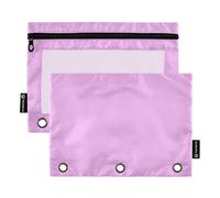Pencil Pouches for Binder with Clear Window Plum Solid Color Pure Plain Purple Pencil case in Assorted Colors 3 Rings Binder Pocket for Office School Supplies Cosmetics Multicolored 2 PCS