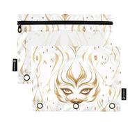 Pencil Pouches for Kids with Clear Window Golden Circus Clown Flower Pencil case Organizer in Assorted Colors 3 Rings Binder for School, Office & Home Multicolored 2 PCS