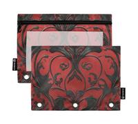 Pencil Pouches for Kids with Clear Window Red and Black Vintage Thorns Gothic Fabric Pencil case Clear Window & Grommets Pocket folders for 3 School Class Office Organizers Multicolored 2 PCS