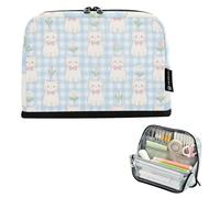 pencil pouches Large Capacity Pen Case Organizer Slots for Teacher High School Cute Cartoon White Cat