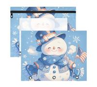Pencil Pouches with 3 Reinforced Grommets Storage Bag for A4 Paper Letter 2 Pack Teacher Class Cute Snowman Blue 4th of July Independence Day