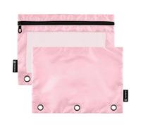 Pencil Pouches with Clear Window Peach Solid Color Pure Plain Large Pencil Bags in Assorted Colors 3 Rings Pencil case for Storing School Office Supplies Multicolored 2 PCS